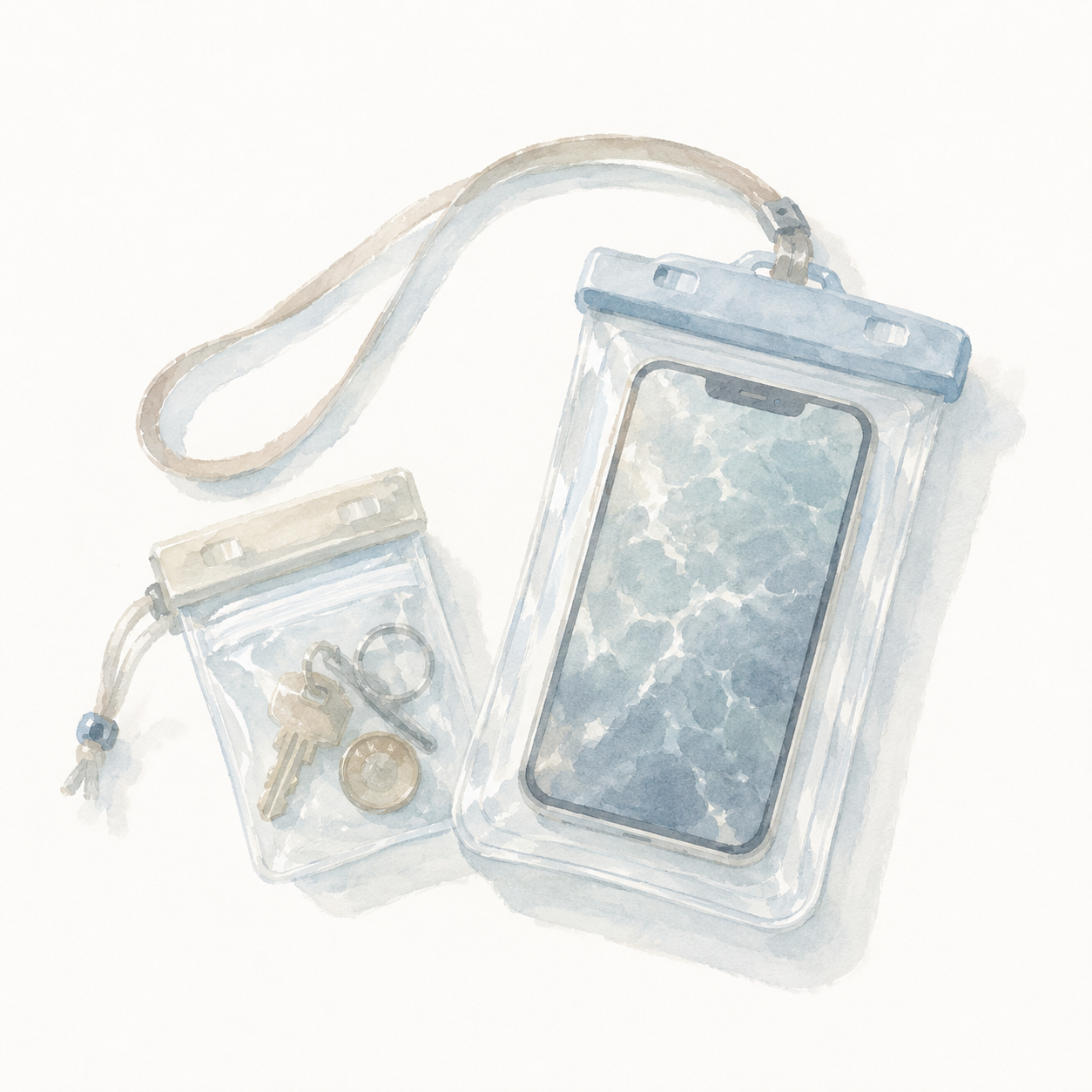 防水スマホケースと防水ポーチのイメージ